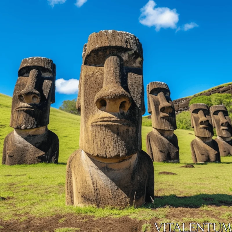 Moai Statues of Easter Island: A National Geographic Style Masterpiece AI Image