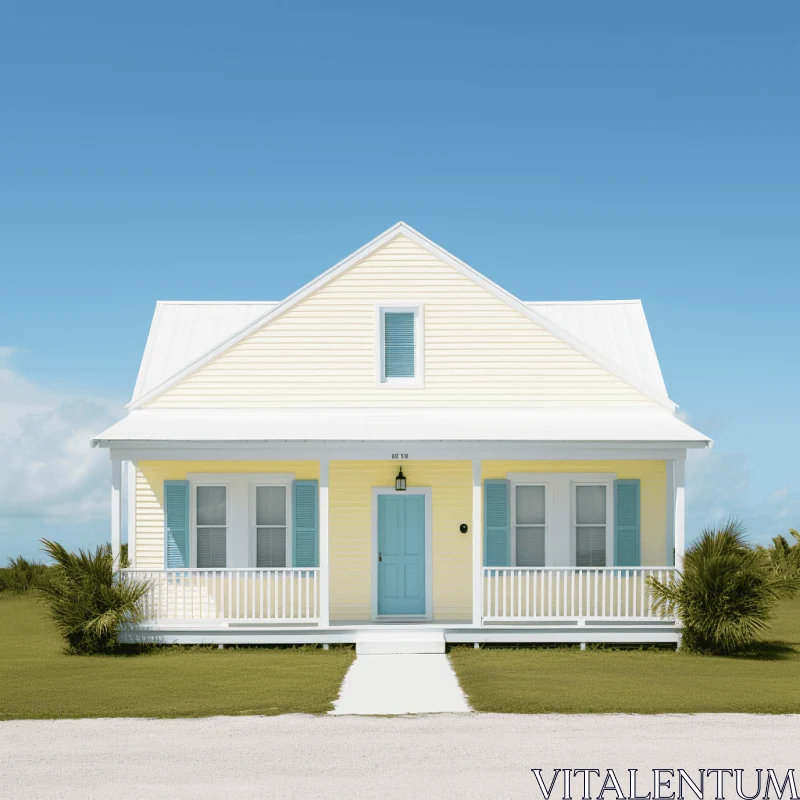 Quaint Seaside House in Bahamas, Florida - Pastel Palette AI Image