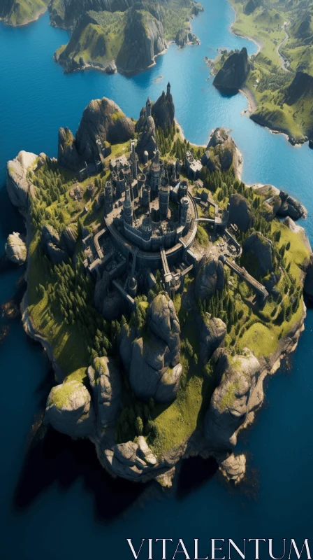 Elven Castle on Island Rendered in Unreal Engine 5 - Scoutcore Aesthetics AI Image