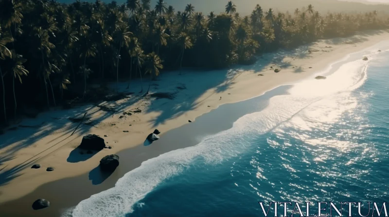 Stunning Aerial Sunrise View of a Tropical Beach - Unreal Engine 5 Render AI Image
