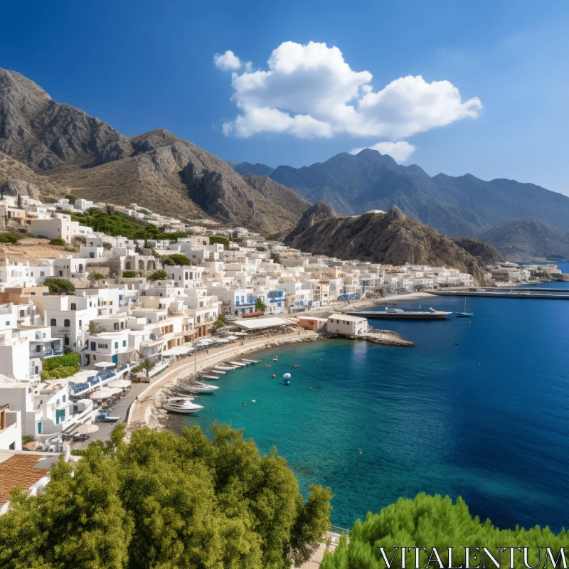 Picturesque Kos Town Nestled Between Mountains and Sea AI Image