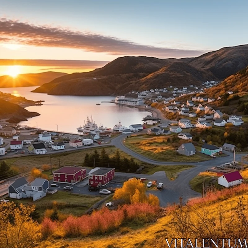 Captivating Harbor View of Newfoundland and Labrador Coast AI Image