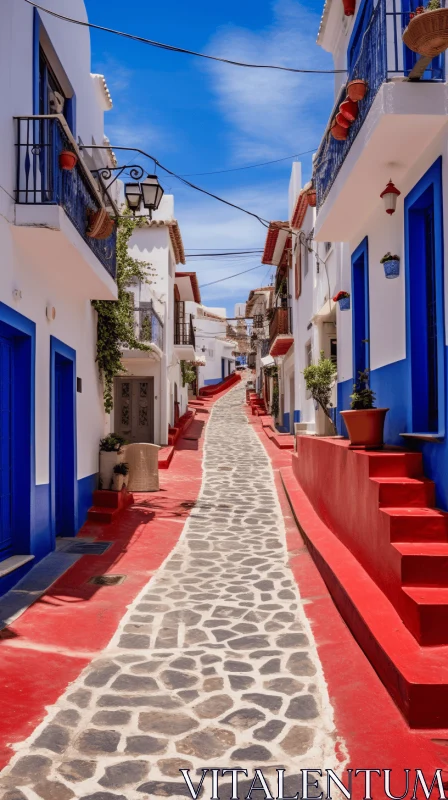 Idyllic Village Street Scene | Spanish Enlightenment Inspired Architecture AI Image