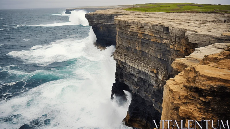 Majestic Seascape: Cliff Face Overlooking the Ocean AI Image