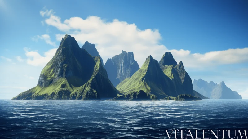Majestic Norwegian Nature: The Blend of Ocean, Mountains, and Island AI Image