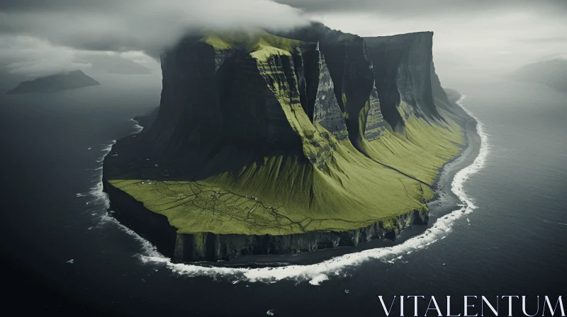 Aerial View of Monochromatic Icelandic Island Landscape AI Image