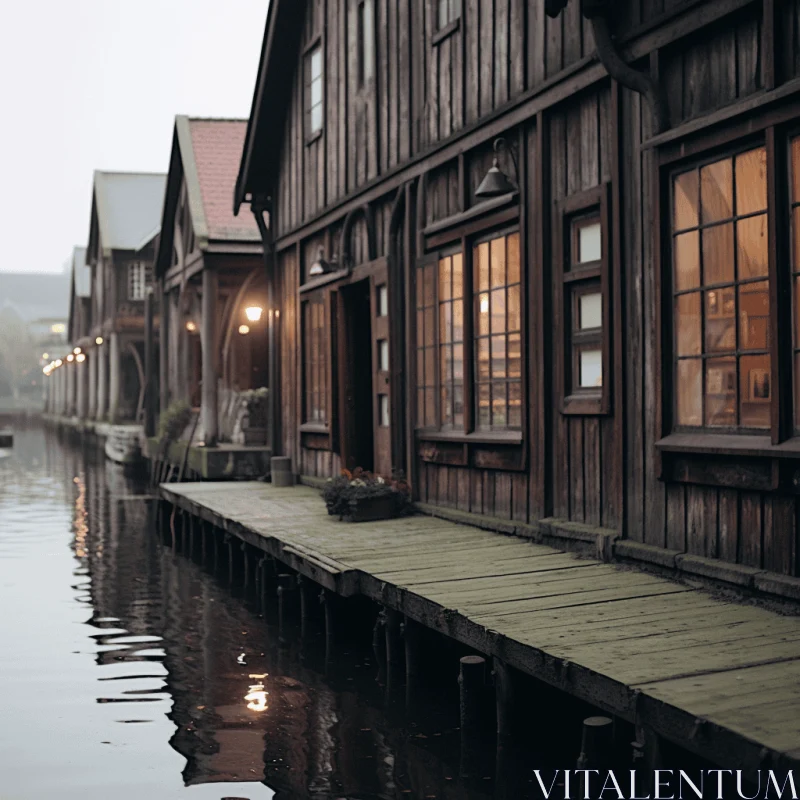 Haunting Wooden Dock in Calm Waters - Vintage Aesthetic AI Image