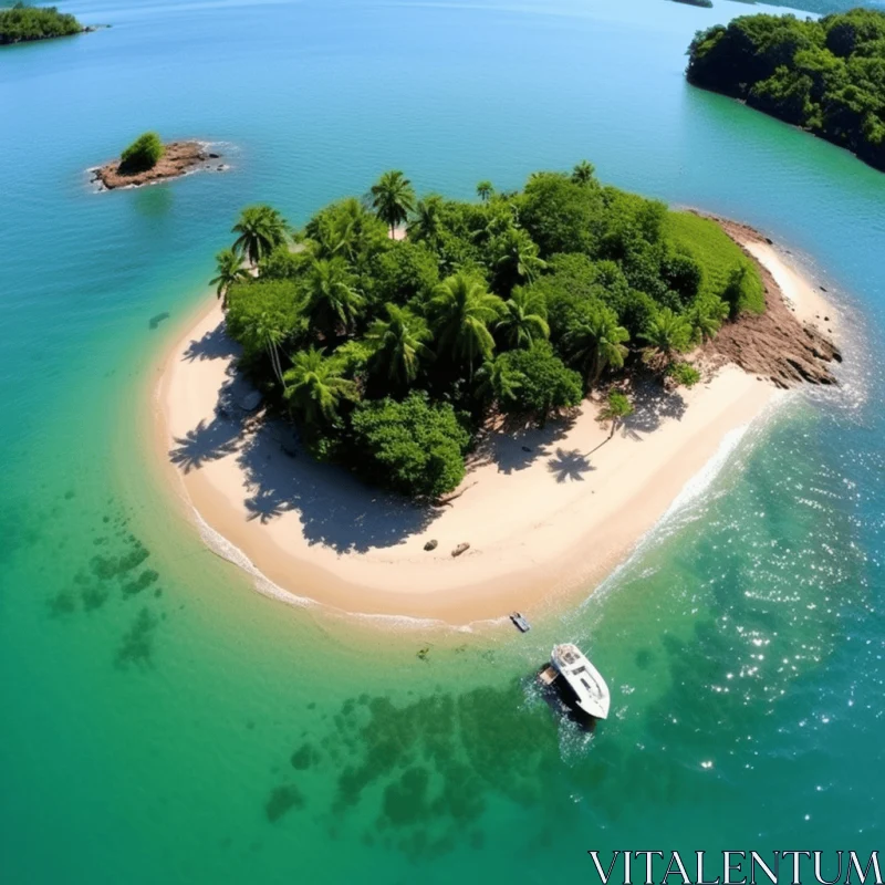 Aerial View of Tranquil Island in Blue Sea AI Image