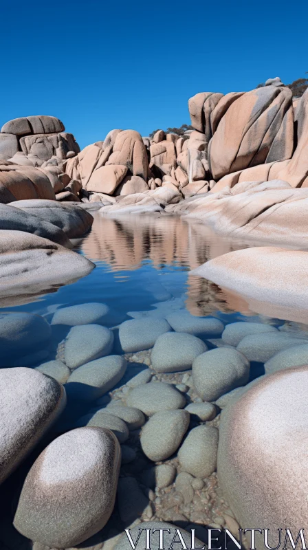 Sublime Boulders in Water - A Mystical Landscape AI Image