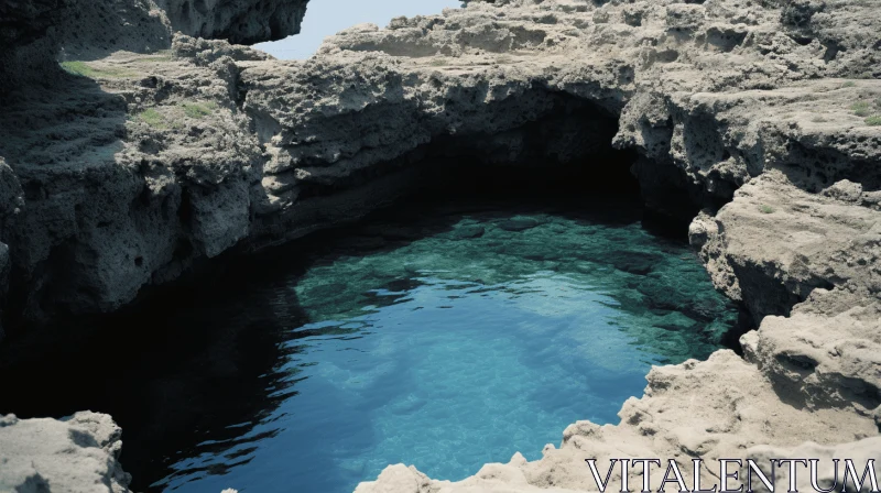 Azure Water in Cliffside Cave: A Photorealistic Mediterranean Landscape AI Image
