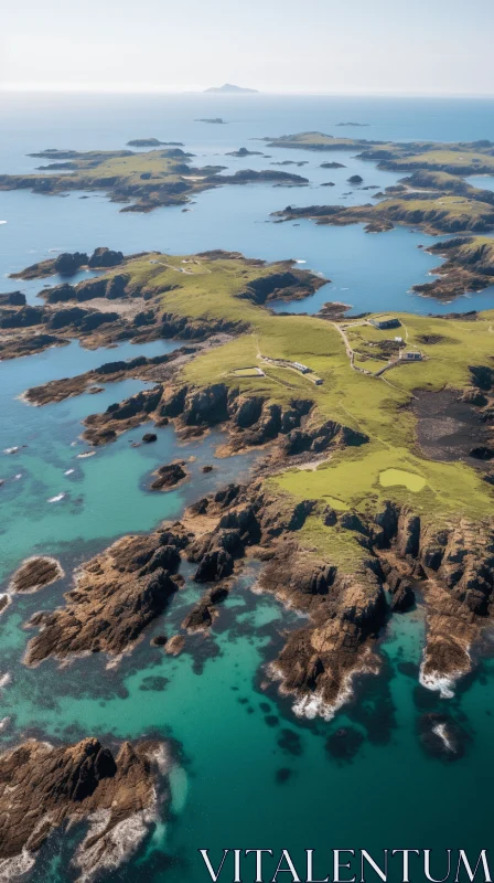 Aerial View of Scenic Golf Course on Iona Island AI Image