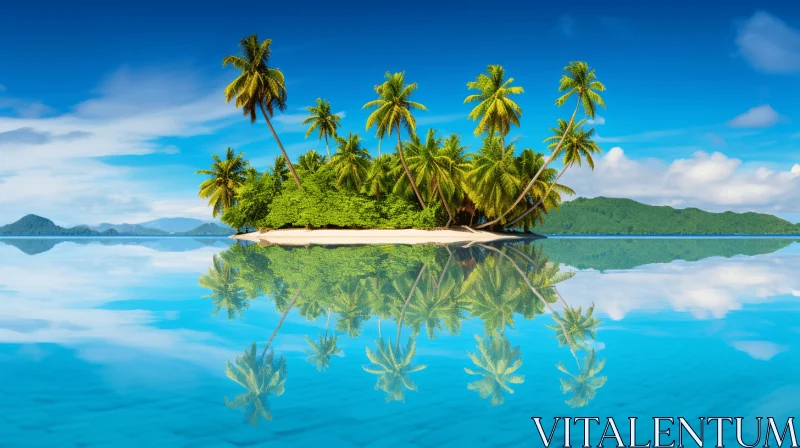 Tropical Island with Palm Trees: A Joyful Celebration of Nature AI Image