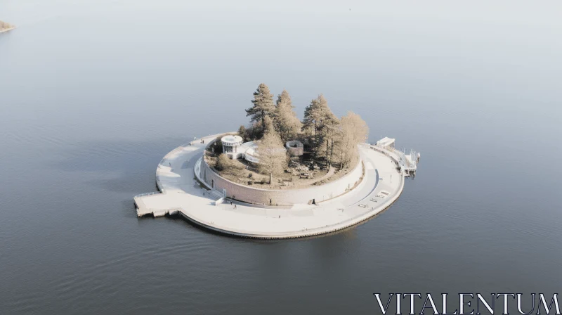 Minimalist Architectural Island Composition AI Image