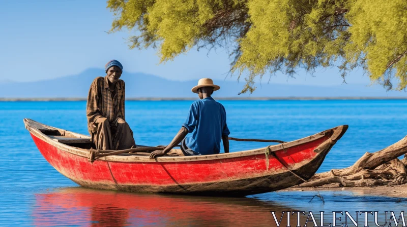 AI ART Charming Rural Scenes: Red Boat on the Merdeka Ethiopian Coast