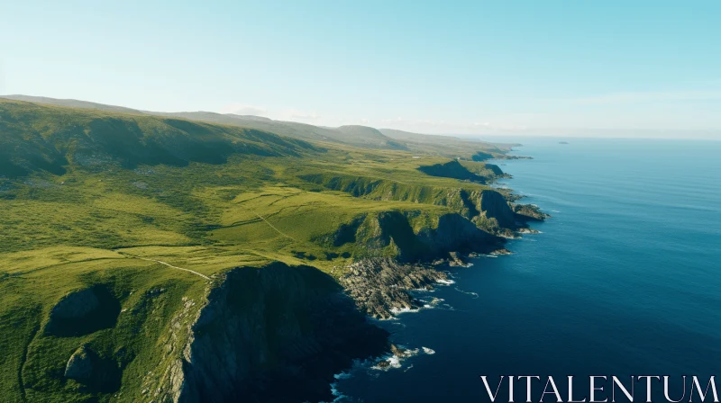 Aerial View of Ireland's Coastal Beauty AI Image