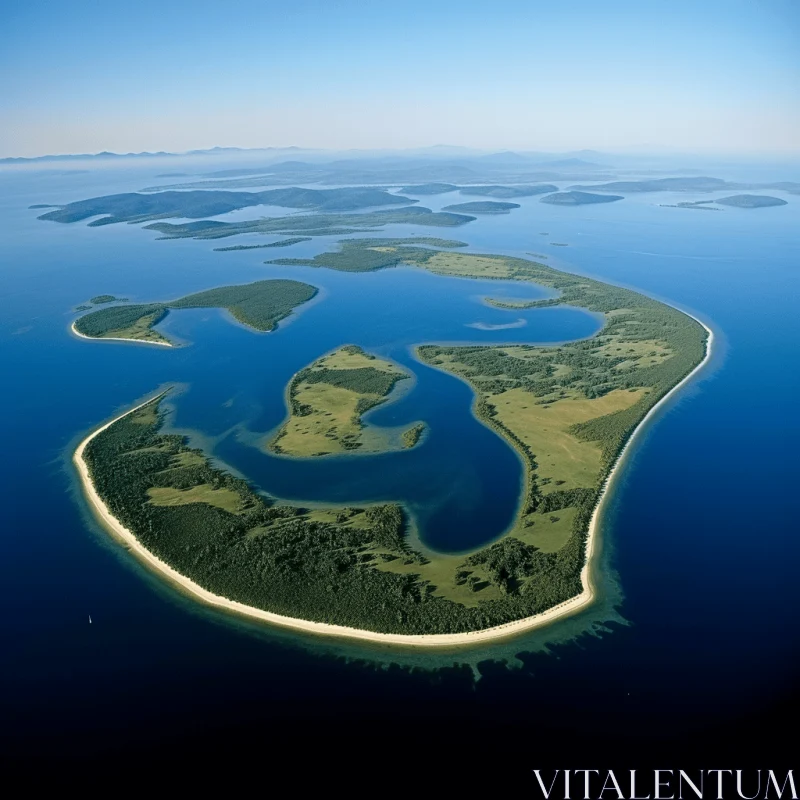 Aerial View of Green Island Amidst the Sea AI Image