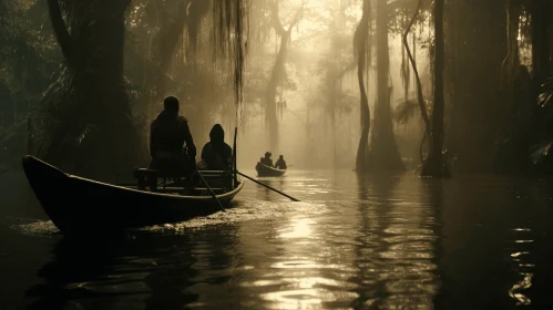 Ethereal Nature Scene with Mesoamerican Influences