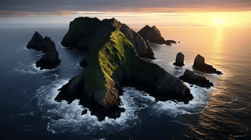 Sunrise on Rocky Cliffs of Santoriga, Ireland - Unreal Engine and Maya Rendering