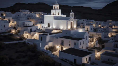 Monochromatic Night View of a Christian-Influenced Village