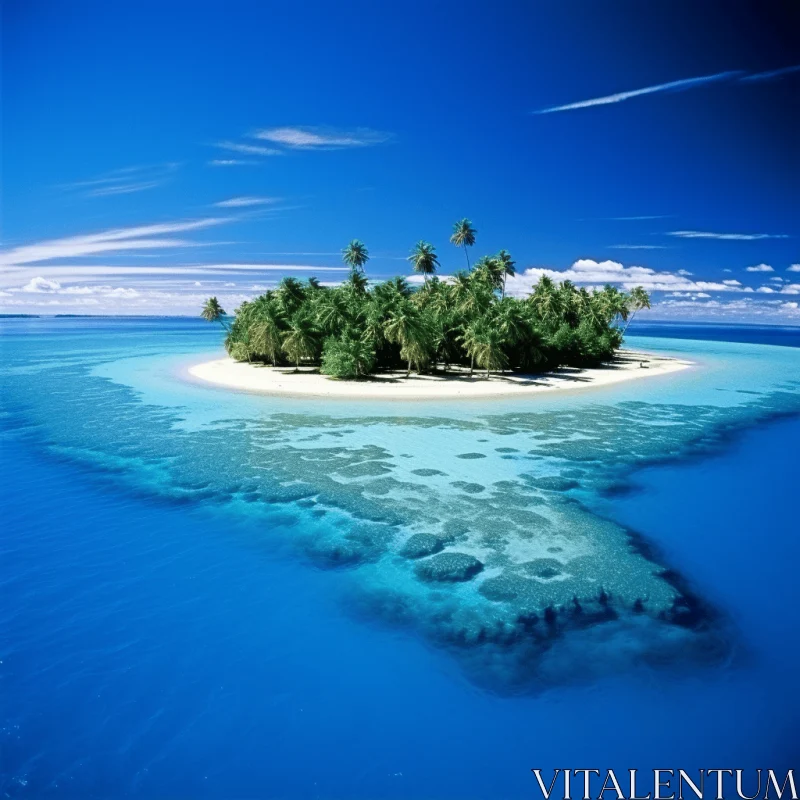 Serene Island Oasis Amidst Vast Ocean | Nature's Grandeur AI Image