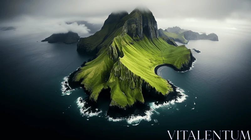 Aerial View of Lush Green Island - A Feast for the Eyes AI Image