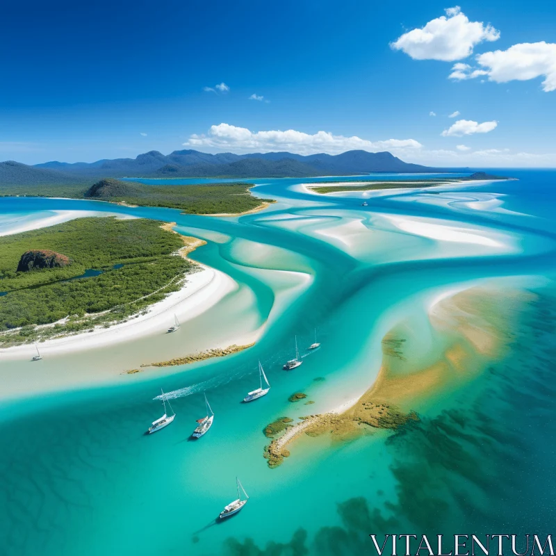 Aerial View of Whitehaven Beach: A Tranquil Serenity AI Image