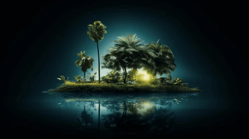 Dark Island with Palm Trees: A Conceptual Light Sculpture