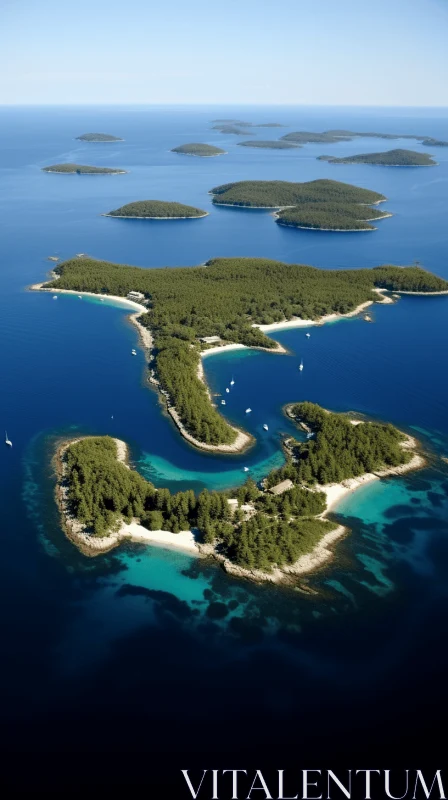 Aerial View of Croatian Islands: A Serene Maritime Journey AI Image