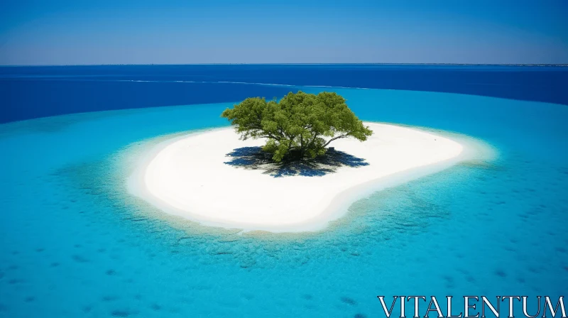 Isolated Island with Tree in Azure Waters AI Image