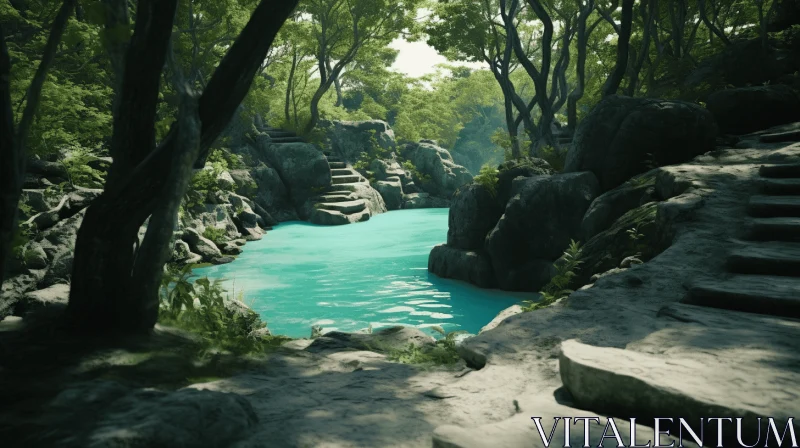 Dreamlike Imagery of a Lake in a Forest - Maya Rendered AI Image