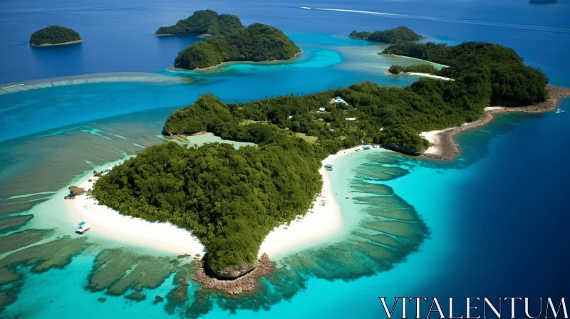Luxurious Aerial View of Secluded Island - Sumatraism Inspired Art AI Image