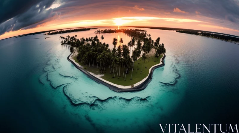 Island Sunset Panorama: Oceanic Serenity in Tongan Art AI Image