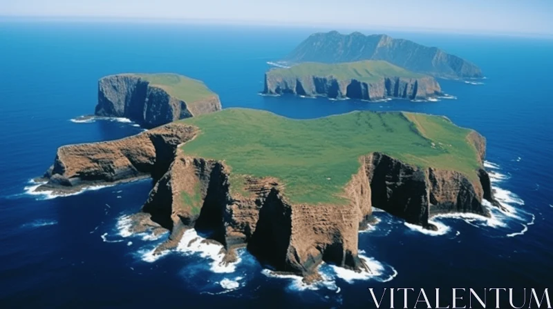 Aerial View of Unique Island Pair Amidst Ocean AI Image
