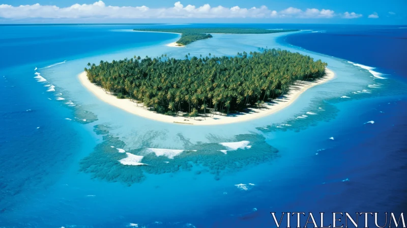 Serene Tropical Island: Light Gold and Azure Elegance AI Image