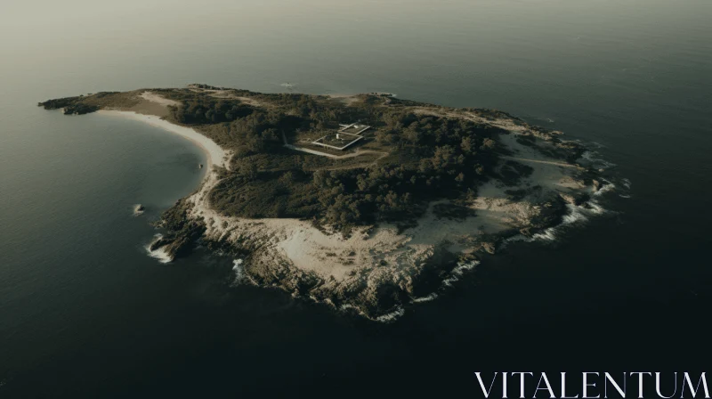 Aerial View of an Isolated House on an Island - Rich and Immersive AI Image