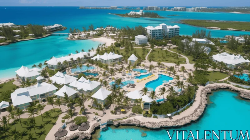 Aerial View of a Luxurious Resort in the Bahamas AI Image