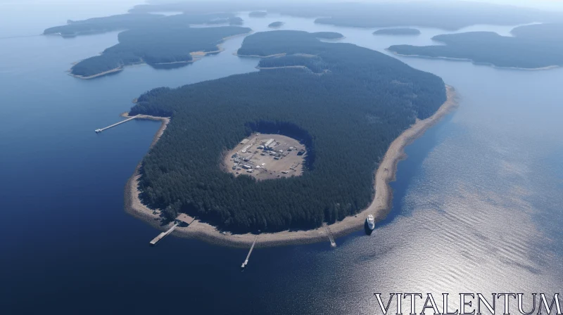 Aerial View of an Enchanting Island: A Photorealistic Representation AI Image
