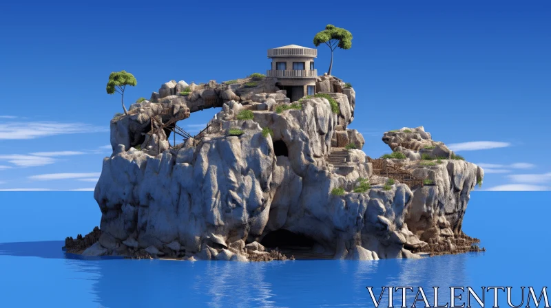 Futuristic Island House - A Blend of Nature and Fantasy AI Image