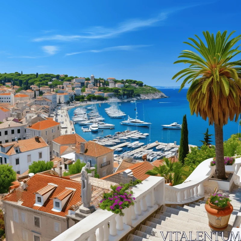 Coastal View with Boats: A Captivating Harbor Scene AI Image