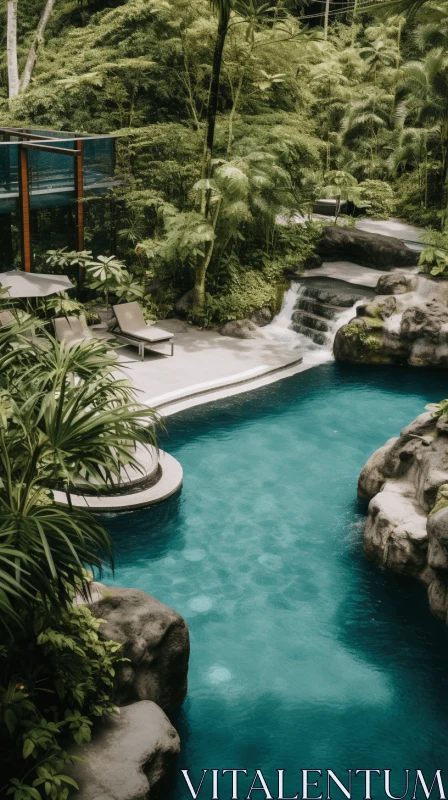 Lush Jungle and Turquoise Pool: A Nature's Masterpiece AI Image