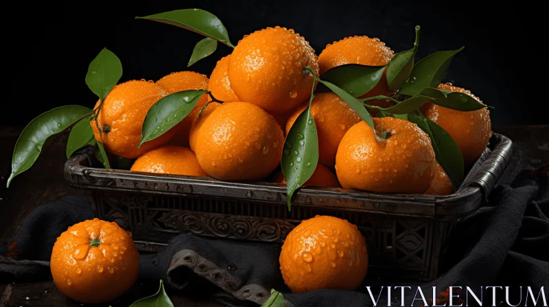 Captivating Wooden Basket Filled with Oranges | Zbrush-inspired Art