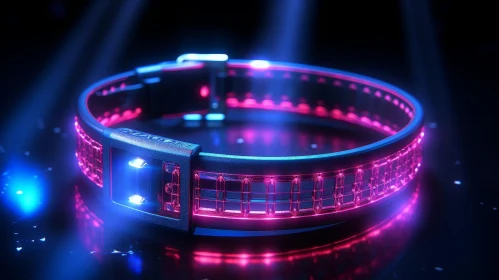 Futuristic Glowing Dog Collar for Night Walks AI Image