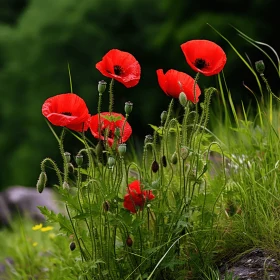 Serene Norwegian Poppies in Field