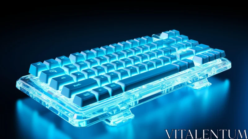 AI ART Blue Translucent Keyboard - Modern Design for Gaming and Precision