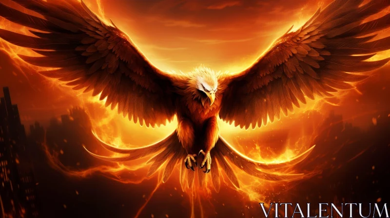 Majestic Phoenix Rising Digital Painting AI Image