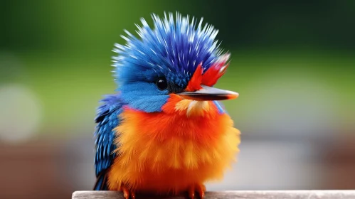 Colorful Bird in Orange and Blue - Feather Details