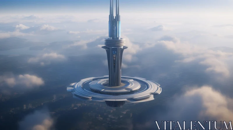AI ART Futuristic Science Fiction Cityscape with Tower