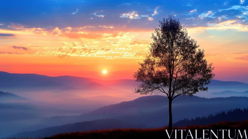 Golden Sunrise Mountain Landscape AI Image