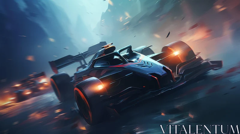 Night Racing: Formula 1 Car Speeding Through Darkness AI Image
