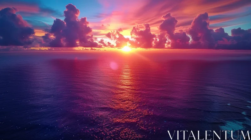 AI ART Tranquil Sunset Over Ocean Image